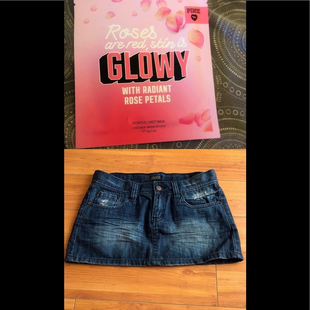 Mini denim skirt with free victorias secret mask